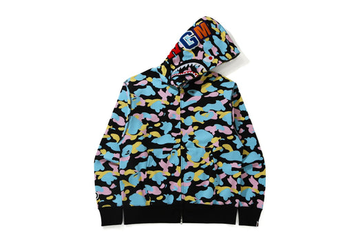 NEW MULTI CAMO SHARK RELAXED FIT FULL ZIP HOODIE